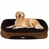 HMTOPE Orthopädisches Hundebett, Hundesofa, Vierseitiges Nackenrolle Kissen, rutschfeste Unterseite Hundekorb, Abnehmbar und Waschbar, Mittelgroße Hunde, Grosse Hunde, 106 x 79 x 17 cm, Braun