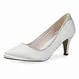 Rainbow Club Brautschuhe Jara - Damen, Pumps, Ivory/Creme, Satin, Glitzer, Bequem gepolstert, Trichterabsatz - Gr 37 EU (4 UK)