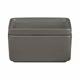 blomus Butterdose -PILAR- aus Steingut | Butterschale in Dunkelgrau mit Deckel | Farbe Pewter | 12L x 9B x 8H cm