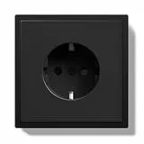 BSEED Schuko Steckdose Unterputz, Wandsteckdose 16Amp mit PC Rahmen, Einzelsteckdose mit Krallen, 1 Fach Schwarz