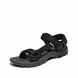 NORTIV 8 Herren Sommersandalen für Wandern Sport Outdoor Sandalen lässige Sommer Strandsandalen,Size 44,Alles Schwarz,LANGDO-2-E