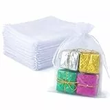 G2PLUS Weiß Organzasäckchen Groß, 13x18cm Geschenk Organzabeutel, 50 Stück Organza-Beutelchen mit Kordelzug Sie als Hochzeit Bonbonsbeutel, Schmuckbeutel, Geschenkbeutel
