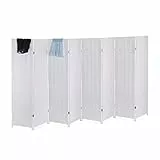 Relaxdays Paravent Raumteiler, HxB: 170 x 320 cm, Faltbarer Raumtrenner, 8-teiliger Sichtschutz, Holz & Papierseil, weiß