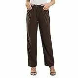 Ausla Damen Hohe Taille Gerade Geschnittene Button Down Corduroy Hosen Cordhose mit Taschen(m-Kaffee)