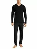 Uncover by Schiesser Herren Schlafanzug lang, schwarz, 56