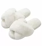 Damen Winter Hausschuhe Memory-Schaum Wärme Bequem Plüsch Pantoffeln Home Rutschfeste Slippers Schuhe Indoor Outdoor(JC-Weiß,40/41 EU)