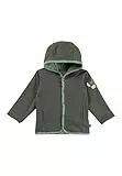 Sterntaler Babyjacke zum Wenden aus Baumwolljersey - mit Kapuze und Druckknöpfen - Wendeseite einfarbig mit seitlichen Eingrifftaschen - Unisex Sommerjacke Baby und Kleinkind, mattgrün, Größe 80
