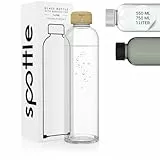 spottle Trinkflasche aus Glas 1L - Glasflasche in 500ml - 750ml - 1 Liter - Glas Wasserflasche für Kohlensäure geeignet – Glastrinkflasche spülmaschinenfest & auslaufsicher
