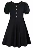 SFreeBo Kinder Kleider Mädchen Freizeit Kleider für 7–8 Jahre Kinder Siwng Skaterkleid Schwarz Sommer Kleid Kurzärmel Baumwolle Mädchenkleid Mädchen Party Kleider