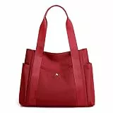 JIANLINST Damen Handtasche Shopper Multi-Pocket Tote Handtasche Henkeltasche Lässige Schultertasche Burgund