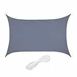 Relaxdays Sonnensegel, 3 x 4 m, wasserabweisend, Polyester, Spannseile, Segeltuch rechteckig, Garten, Balkon, dunkelgrau