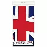 Unique 28793 Kunststoff-Tischdecke, 2,74 m x 1,37 m, Union Jack-Party, Mehrfarbig, 2,74 m x 1,37 m