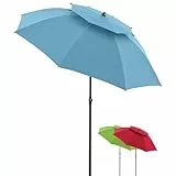 Doppler Sonnenschirm 200cm in blau I für Strand sowie Balkon & Terrasse I Schirm höhenverstellbar I Mit UV-Schutz & knickbar I Für Strand & Freibad I Strandschirm