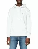 Calvin Klein Jeans Herren Sweatshirt Ck Essential mit Kapuze, Weiß (Bright White), L