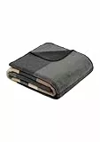s.Oliver Decke 150x200 cm - Baumwollmix, Made in Germany, warm & waschbar, Kuscheldecke kariert grau beige