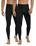 YESWEL Warme Thermohose Herren, Unterhosen Männer Lang mit Eingriff, Winter Skiunterwäsche Thermounterwäsche für 2er Pack (Schwarz, XL)