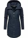 Ragwear Damen Übergangsmantel Lange leichte Steppjacke mit Kapuze und weichen Ärmeln Lucinda Long Navy22 Gr. M
