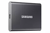 Samsung T7 tragbare SSD, 2 TB externes Solid-State-Laufwerk, Geschwindigkeiten bis zu 1.050 MB/s, USB 3.2 Gen 2, zuverlässiger Speicher für Gaming, Studenten, Profis, MU-PC2T0T/AM, Grau