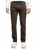 Indicode Herren INDankos Jeanshose aus Baumwollmix mit Stretch | Denim-Jeans mit 5 Taschen für Männer Dk Brown, 32/32