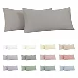 Nesture Kissenbezug 40 x 80 2er Set - 100% Jersey Mikrofaser Kissenbezüge Grau, Kopfkissenbezug 40x80 - Kissenhülle für Kissen 40x80 cm mit Reißverschluss, Weich und Bügelfrei