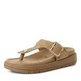 MARCO TOZZI Damen Zehentrenner aus Leder mit Schließe, Beige (Dune), 39 EU