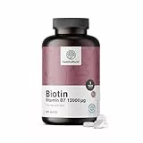 HealthyWorld Biotin 12.000 µg – Vitamin B7 – 365 Tabletten Hochdosiert – Für Haare, Haut und Nägel – Vegetarisch & GVO-frei – Jahresvorrat