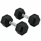 HOMCOM Hexagon Hanteln, 2er Set Hanteln mit gerändeltem Griff, Kurzhantelset aus Gusseisen, 2 x 10 kg, Kurzhanteln für Männer Frauen, Zuhause, Fitnessstudio, Krafttraining