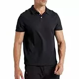 LANBAOSI Herren-Golf-Shirt, Waffelmuster, kurzärmelig, leicht, lässig, atmungsaktiv, klassische Arbeitshemden, Schwarz , L