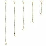 TOAOB 5 Stück Kettenverlängerung Golden Edelstahl Halskette Extender 5cm 7.5cm 10cm 12.5cm 15cm Breit 3mm Verlänger Halskette Armband Verlängerungskette für Schmuckherstellung