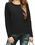 Arshiner T-Shirt Schwarz Kinder Langarmshirt Rundhals Innenfleece Top Basic Oberteile für Mädchen Vielseitig Thermo-Shirt Unterwäsche Pullover Halloween Kinderkleidung 10-11 Jahre