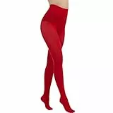 AKKQHH Strumpfhosen Damen 80 Den Blickdicht Microfaser Bequeme Feinstrumpfhose (Rot,L-XL)