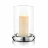 Windlicht Glas Kerzenständer mit Glaszylinder：Romadedi Kerzenhalter Windlichter Stumpenkerzen Deko Für Wohnzimmer Hochzeit Tisc Esstisch Tischdeko Party Dekoration, Silber