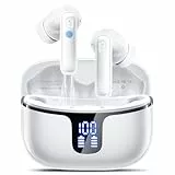 Bluetooth Kopfhörer, Kopfhörer Kabellos Bluetooth 5.3 In Ear Kopfhörer mit Mic, 40Std HiFi Stereo Bass Sound Wireless Kopfhörer Noise Cancelling Earbuds IP7 Wasserdicht Ohrhörer USB-C LED Anzeige Weiß