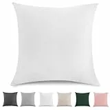 TOCOMOA Kissenbezug 40x40 cm 2er Set - 100% Gewaschene Baumwolle Kissenbezüge Oeko-TEX Zertifiziert, Leinenoptik und Atmungsaktiv Kissenhülle, Weiß Kopfkissenbezug mit Reißverschluss