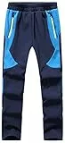BenBoy Kinder Softshellhose Gefüttert Skihose Thermohose Wasserdicht Winter Schneehose Jungen Mädchen Wanderhose Outdoorhose,KZ0008-Blue-2XL/152-158