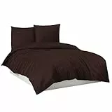 Mixibaby Bettwäsche Bettgarnitur Bettbezug 100% Baumwolle 135x200 155x220 200x200 200x220, Farbe:Dunkelbraun, Größe:135 x 200 cm