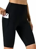 Enjoyoga Kurze Leggings Damen mit Tasche - High Waist Radlerhose Sporthose Laufhose Sport Yoga Shorts für Sommer- 33 A-schwarz S-M