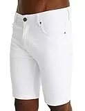 Leif Nelson Shorts Herren Kurze Hosen Männer Jeansshorts Denim Sommer Freizeithose Basic LN-1397 Weiß
