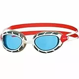Zoggs Predator Schwimmbrille Erwachsene, Herren und Damen – UV-Schutz, Antibeschlag, Bequemer Sitz & Einfach Verstellbare Zugbänder Getönte Gläser, Weiß/Rot, Regulär