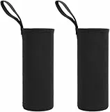 2 Stück Thermoskanne Schutzhülle Thermoschutzhülle,für Trinkflaschen 550Ml 750Ml 1000Ml 1500Ml Flaschenhülle Flaschenhülse für Outdoor Sport Camping Wandern Reisen (Schwarz-1000ML)