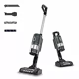 DEENKEE Akku Staubsauger, 25000Pa Kabelloser Stabstaubsauger 4 in 1, 30 Minuten Laufzeit, akku- staubsauger mit HEPA-Filter und LED Elektrobürste (Schwarz)