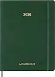 Moleskine Essential Planner 2025-2026, Vertikaler Wochenkalender 15 Monate, Mit Täglichen Zeitschlitzen, Flexibler Einband, Farbe Myrtegrün, Format XXL 23,5x28,14