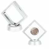 YUXIANLB Challenge Münzhalter, 2 Stück, hübscher 3D-schwebender Rahmen mit Ständer, kleine Schattenbox für Ohrringe, Ringe, Brosche, Medaille, versiegelte Münzanzeige, verhindert Staub und Oxidation