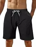 iCKER Herren Badeshorts Schwarz L Schnelltrocknend für Sommer, Strand, Schwimmen, Wandern, Laufen, Alltag