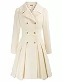 GRACE KARIN Damen Mantel Langarm Doppelknopf Revers Wintermantel Wintercoat Warm Jacke Mantel casual style Outwear Beige XL CL0977A21-01