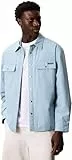Calvin Klein Herren Hemdjacke Cotton Filled mit Druckknöpfen, Blau (Stone Blue), XL