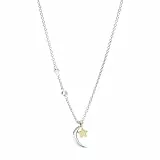 Fossil Halskette Für Frauen, Gesamtlänge: 420mm + 50mm 2-Ton, Gold, Silber Cz, Sterling Silber Halskette, JFS00432998