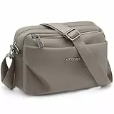 YERUUE Umhängetasche Damen Mittelgroß Handtasche Damen Wasserdicht Nylon Crossbody Bag mit Vielen Fächern, Leichte Schultertasche Klein Messenger Bag mit Verstellbar Breitem Schultergurt (Grau)