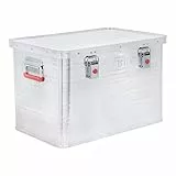 STIER Alubox, Aluminiumbox 65L, Staub- und spritzwasserresistent mit Gummidichtung und 2 Klapphandgriffen, Alukiste mit Spannverschluss, zuverlässige geruchsneutrale Aufbewahrung