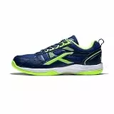 Hundred Raze Non-Marking Professional Badminton Shoes for Men (Navy Blue Lime, Size: UK 11 US 12 EU 45) Material Upper: Polyester, Sole: Rubber Suitable for Indoor Tennis Squash Table Tennis